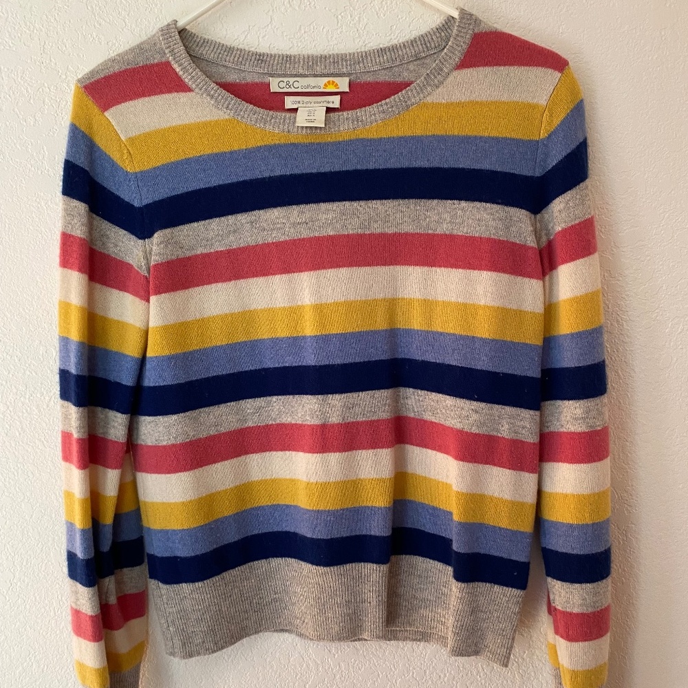 C&C California Striped Cashmere Sweater